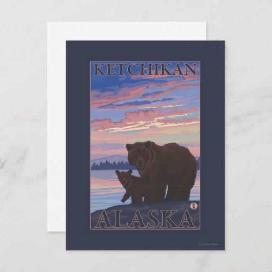 Beer en Cub - Ketchikan, Alaska Briefkaart (Voorkant / Achterkant)
