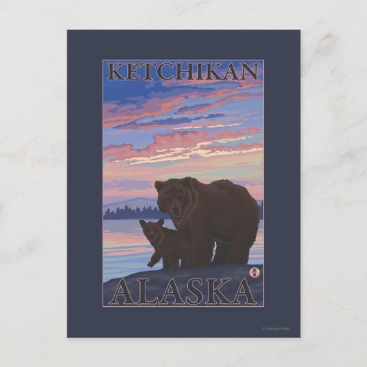 Beer en Cub - Ketchikan, Alaska Briefkaart (Voorkant)