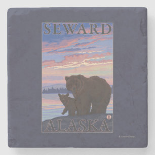 Beer en Cub - Seward, Alaska Stenen Onderzetter