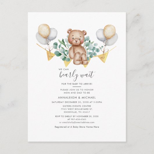 Beer en Eucalyptus Greenery Couples Baby shower Uitnodiging Briefkaart (Voorkant)