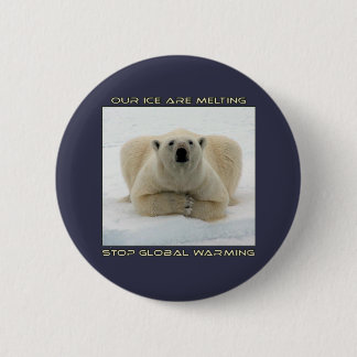 beer en GLOBALE WAARSCHUWING-design met koel POLAR Ronde Button 5,7 Cm