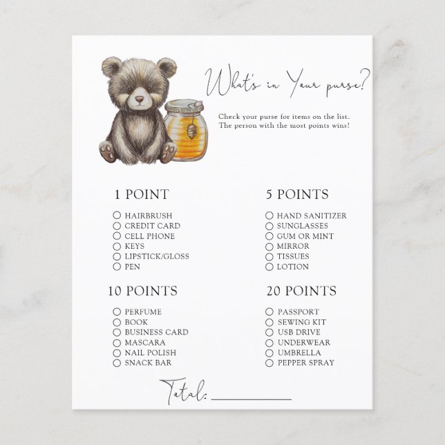 Beer en honing - Wat in je tas spel (Voorkant)