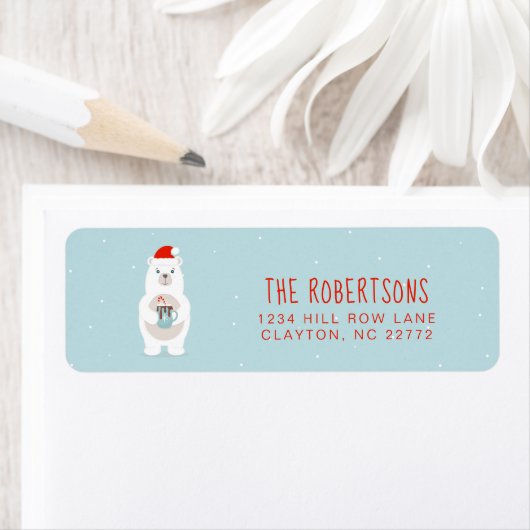 Beer en kerst met warme cacao etiket (Insitu)