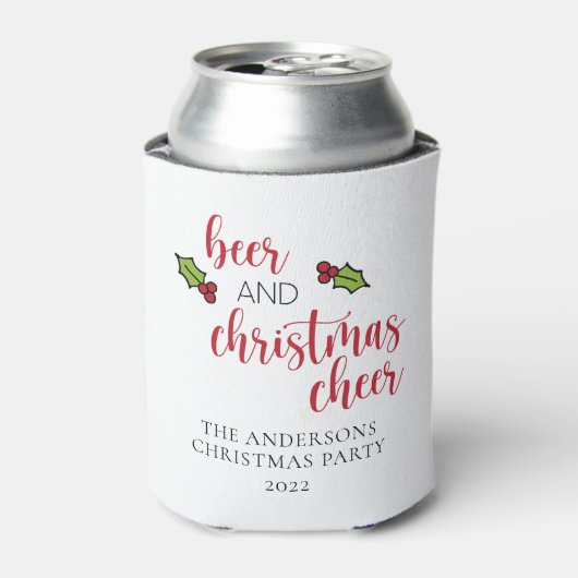Beer en Kerstmis Cheer Funny Persoonlijk Blikjeskoeler (Blikje Voorkant)