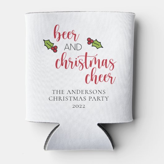 Beer en Kerstmis Cheer Funny Persoonlijk Blikjeskoeler (Voorkant)