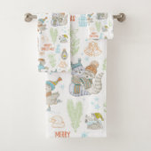 Beer en kerstpatronen bad handdoek (Insitu)