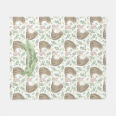 Beer en konijn (bos) fleece deken (Voorkant (Horizontaal))