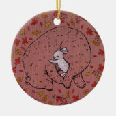 Beer en konijnenpaar aangepaste kerst keramisch ornament (Voorkant)