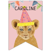 Beer en lion Cub Blue-Pink Persoonlijke naam Vlaggetjes (Tweede vlag)