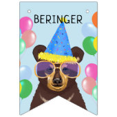 Beer en lion Cub Blue-Pink Persoonlijke naam Vlaggetjes (Derde vlag)