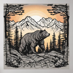 Beer en Natuur Berglandschap Poster