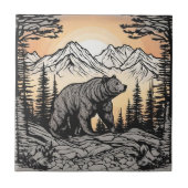 Beer en Natuur Berglandschap Tegeltje (Voorkant)