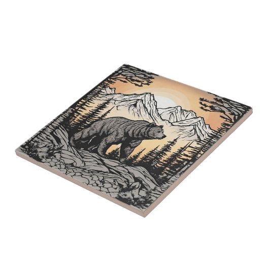 Beer en Natuur Berglandschap Tegeltje (Zijkant)