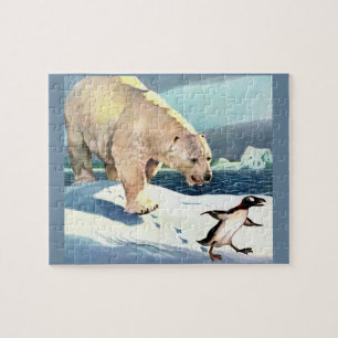 beer en pinguïn uit de jaren veertig legpuzzel