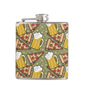 Beer en Pizza Grafisch Patroon Heupfles (Voorkant)