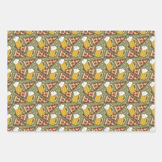 Beer en Pizza Grafisch Patroon Inpakpapier Vel (Voorkant 3)