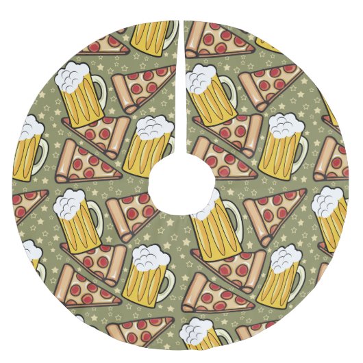 Beer en Pizza Grafisch Patroon Kerstboom Rok (Voorkant)