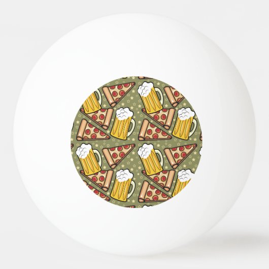 Beer en Pizza Grafisch Patroon Pingpongballen (Achterkant)