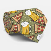 Beer- en Pizza-patroon Stropdas (Opgerold)