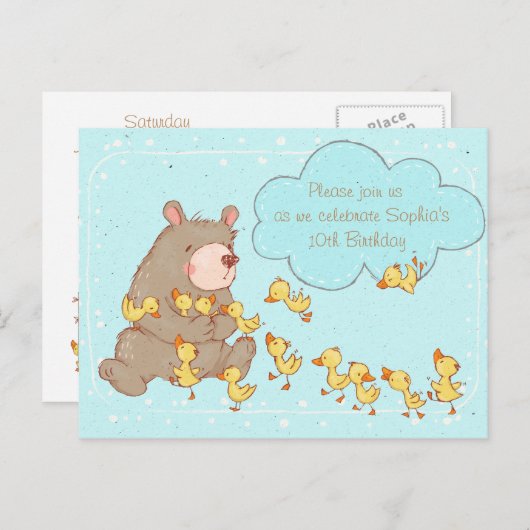 Beer- en schildklierkinderen Aanwezige uitnodiging (Voorkant / Achterkant)