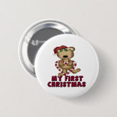 Beer en snoepsuikerriet, eerste kerstmis ronde button 5,7 cm (Voorkant /achterkant)