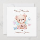 Beer en vlinders gepersonaliseerde bedankkaart (Voorkant)