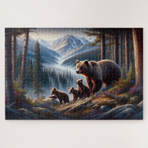 Beer en welpen avontuur, beboste berg legpuzzel