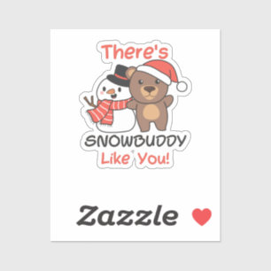 Beer Er is Snowmaatje zoals Snowman Pun Sticker