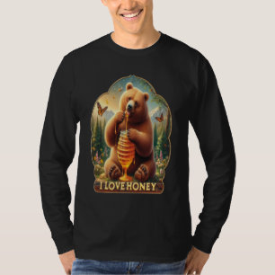 Beer eten honing uit een honingraat t-shirt