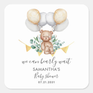 Beer Eucalyptus Schrift Baby Shower Vierkante Sticker