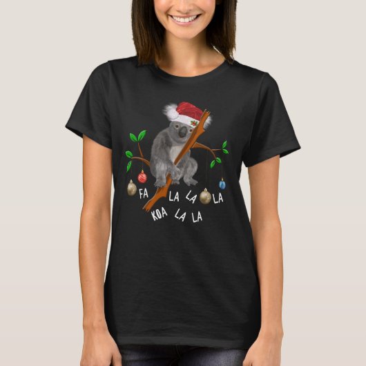 Beer Fa la Koala Cute Koala in Kerstmis T-shirt (Voorkant)