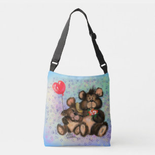 Beer familie met hartenballon Crossbody Bag Tas