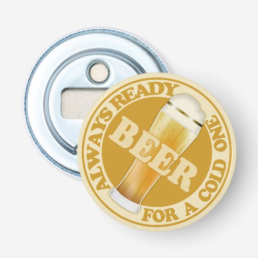 BEER flesopener Button Flesopener (Voorkant)