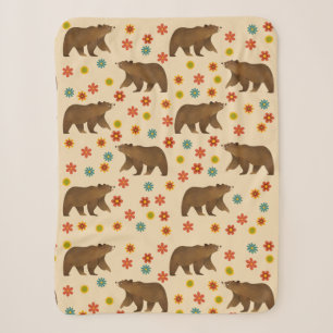 Beer Floral Pattern Sherpa Deken