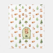 Beer Forest Friends Bosdieren Fleece Deken (Voorkant)