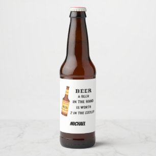 Beer Funny Gezegde Beer in hand Name Persoonlijk Bier Etiket