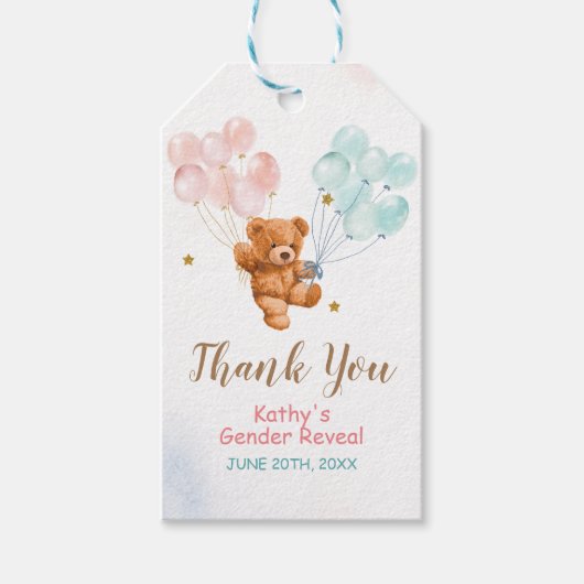 Beer Genderkwesties onthullen roze en blauw Cadeaulabel (Voorkant)