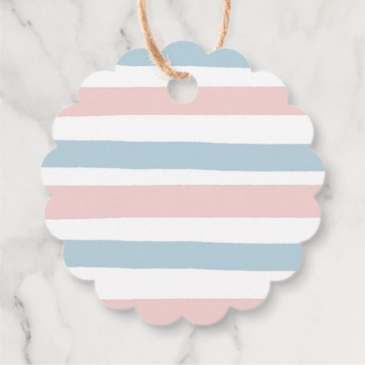 Beer Genderkwesties onthullen roze en blauwe vetoo Bedankjes Labels (Achterkant)