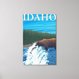 Beer Gevist in de rivier de Idaho Canvas Afdruk