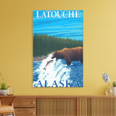 Beer Gevist in de rivier de Latouche, Alaska Canvas Afdruk (Insitu (Woonkamer))