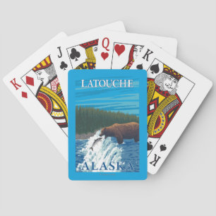 Beer Gevist in de rivier de Latouche, Alaska Pokerkaarten