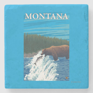 Beer Gevist in de rivier de Montana Stenen Onderzetter