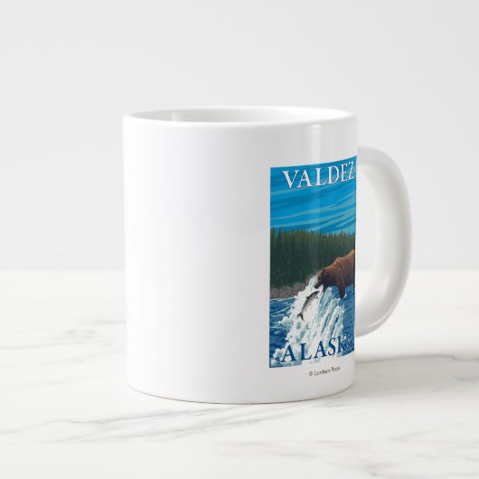 Beer Gevist in de rivier de Valdez, Alaska Jumbo Mok (Voorkant rechts)