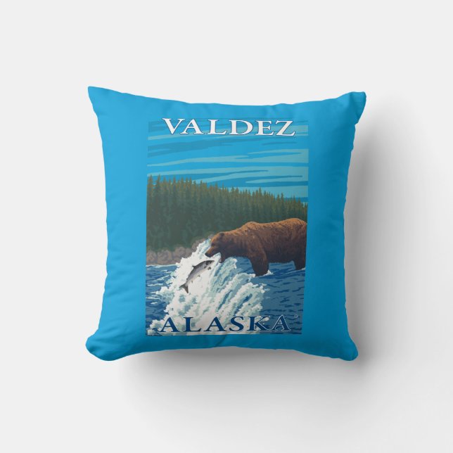 Beer Gevist in de rivier de Valdez, Alaska Kussen (Voorkant)