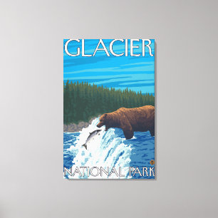 Beer Gevist in het Nationaal Park Glacier, Canvas Afdruk