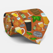 Beer Glass Bottle Hops en Barleypatroonpatronen Stropdas (Opgerold)