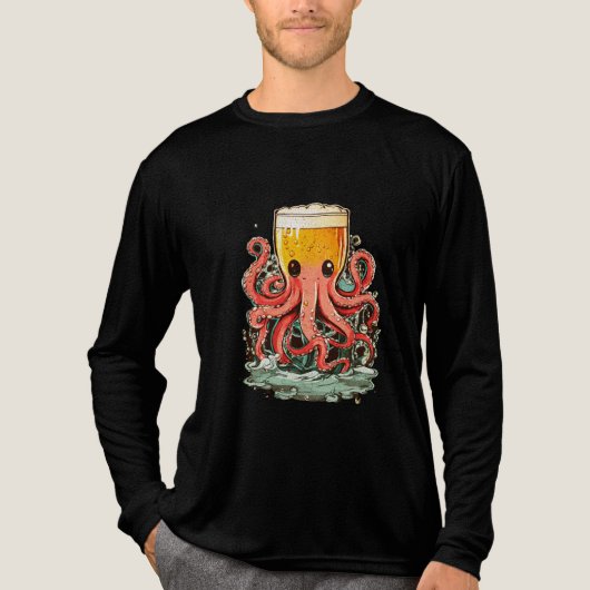 Beer Glass Head Octopus Graphic T-shirt (Voorkant volledig)
