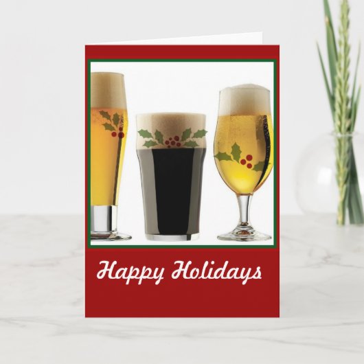 Beer Glasses Holiday Greetings Feestdagen Kaart (Voorkant)