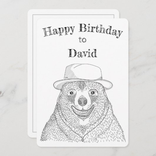 Beer glimlachen / persoonlijke Kaart op de verjaar (Voorkant / Achterkant)