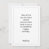 Beer glimlachen / persoonlijke Kaart op de verjaar (Achterkant)